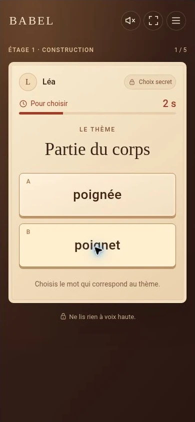 Le choix secret dans Babel