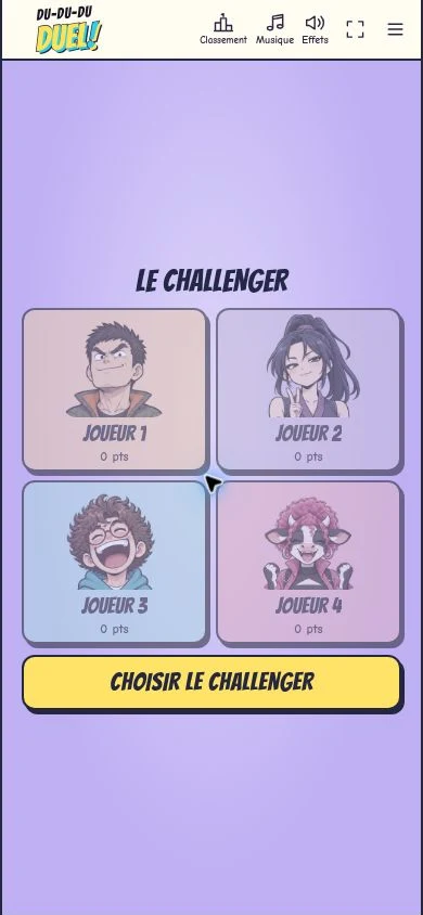La sélection du challenger parmi les joueurs de dudududuel.