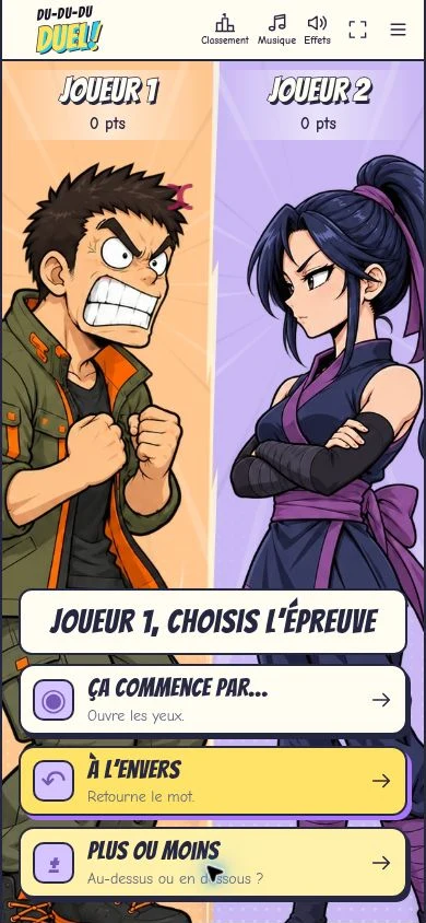 Trois épreuves proposées au challenger dans dudududuel.