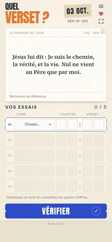 Accueil de Quel verset ?